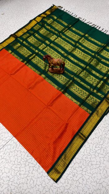 Checked Kalyani Cotton Saree